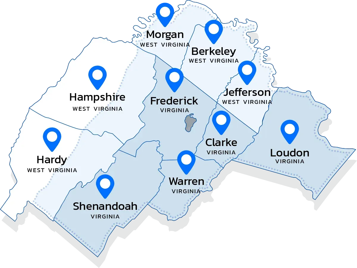 Barrett Termite and Pest Service Area Map West Virginia and Virginia