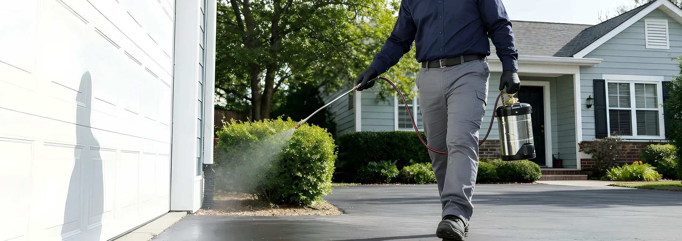 spraying base of garage door