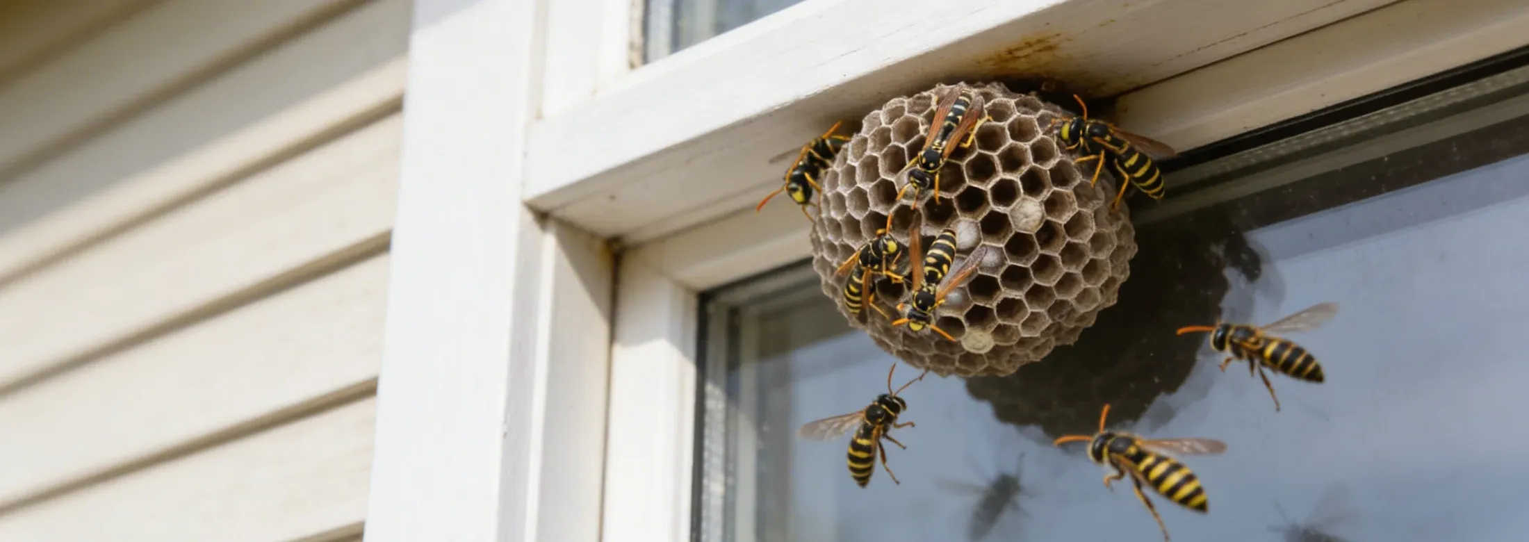 wasp nest on window