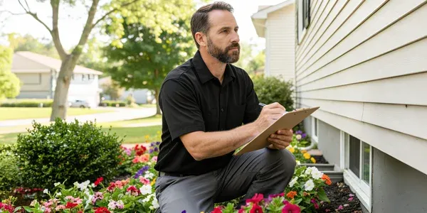 man inspecting home